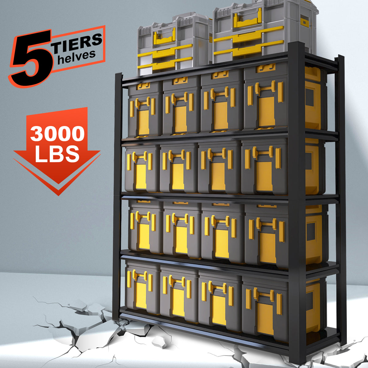 83.86 Inches Black Metal Shelves, with 5 Removable Dividers, Large Capacity, Strong Load Bearing, Suitable for Garage, Kitchen and Office(83.86*47.27*23.62) W328P193837-djyc