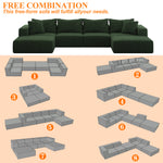 Oversized sponge cloud sofa,Modern Upholstered Sectional Sofa Couch Set,Modular 162" L Shaped Sectional Living Room Sofa Set With 6 Pillows,Free Combination Sofa Couch for Living Room,Bedroom W834S00326-djyc