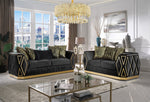 Cavalli Contemporary Style Upholstery Diamond Pattern 2PC Livingroom Set Made with Wood in Gold accent & Black-B009S02182