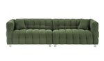 Luxurious 102-Inch Green Teddy Fleece Sofa for Living Room, Bedroom, or Apartment - Includes Two Throw Pillows & Reinforced with Heavy-Duty Hardware Feet W1278S00020-djyc