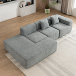 116.5' Sectional Sofa Full-compressed Sofa Couch Free-combined Sofa for Living Room, Grey N719S001630E-djyc