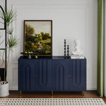 Modern Blue Lacquered 4 Door Wooden Cabinet Sideboard Buffet Server Cabinet Storage Cabinet, for Living Room, Entryway, Hallway, Office, Kitchen and Dining Room W1435133313-djyc