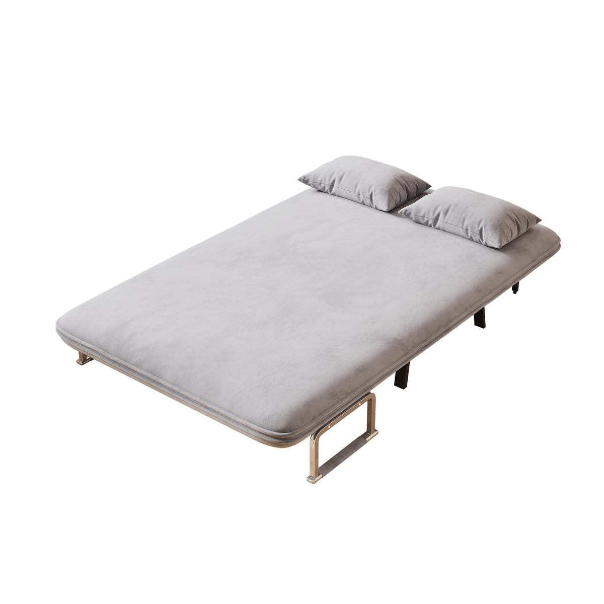 39″ Convertible Chair Bed, Tri-Fold Sofa Bed with Adjustable Backrest & Pillow, Leisure Chaise Lounge Couch with Sturdy Steel Frame for Home & Office, Comfortable Sleeper Chair Light grey Dutch velvet W1767P192812-djyc