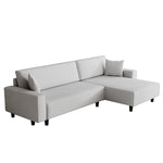 Space-Saving 93-Inch Grey Corduroy Sofa Bed with Two Matching Pillows - Perfect for Living Room or Apartment, Ensuring a Neat and Uncluttered Space W1278S00025-djyc