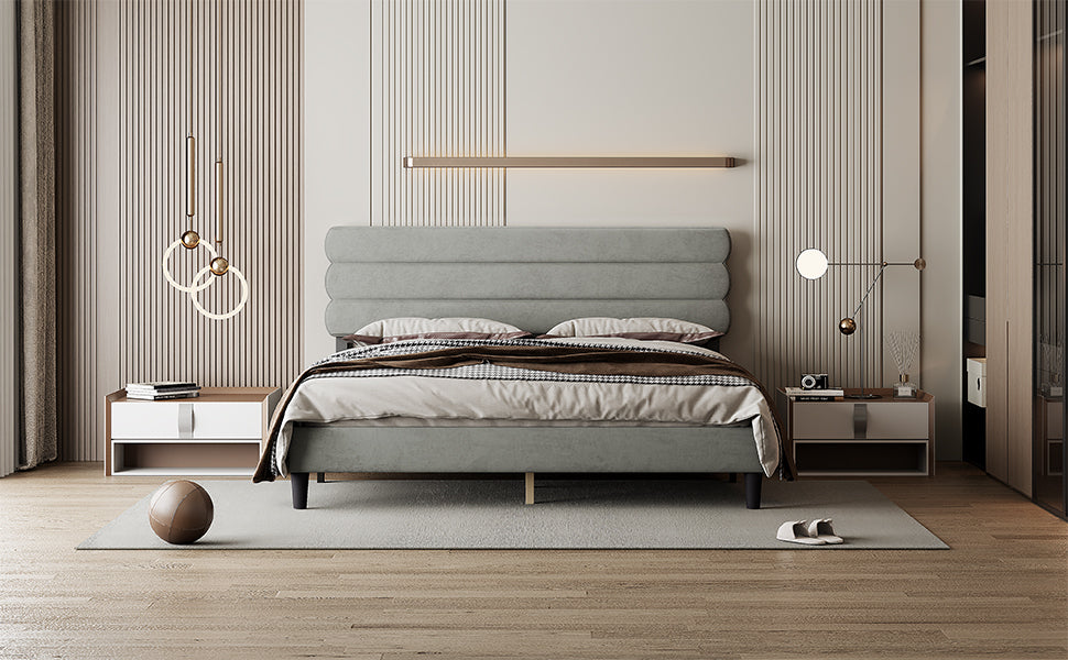 King Bed Frame with Headboard,Sturdy Platform Bed with Wooden Slats Support,No Box Spring,Mattress Foundation,Easy Assembly W1793140486-djyc