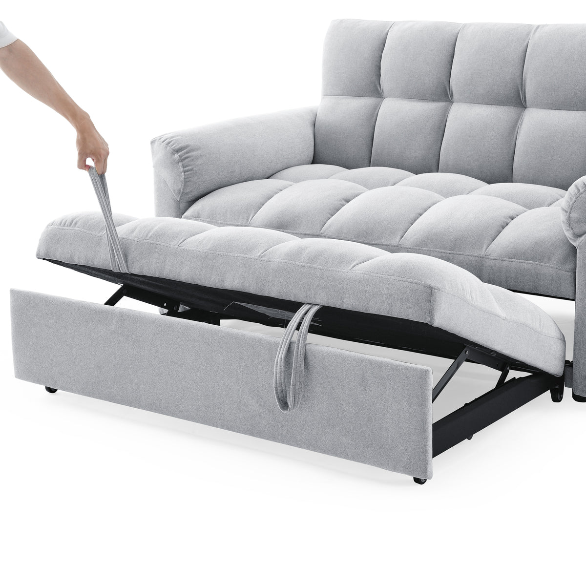 Loveseats Sofa Bed with Pull-out Bed,Adjsutable Back,Light Grey W487109970-djyc
