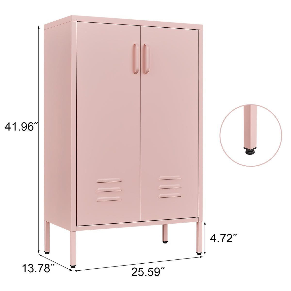 Pink Steel Double Door Cabinet with Handles, With Removable Dividers and Adjustable Height. Suitable for Living Room, Office, Bedroom, Study and Other Places. W328P195208-djyc