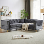 81.5-Inch Chenille Corner Sofa , L-Shaped Sectional Couch, 5-Seater Corner Sofas with 3 Cushions for Living Room, Bedroom, Apartment, Office W834S00262-djyc