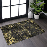 MAVAL Black Washable Rug 2' x 3' Doormat Rug (Black+Gold, 2' x 3')-B189P188979