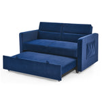 Loveseats Sofa Bed with Pull-out Bed,Adjsutable Back and Two Arm Pocket,Blue (54.5"x33"x31.5") W48766864-djyc