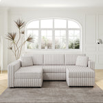 106.3" Soft Rabbit Plush U-shaped 4-Person Sofa. Matches 30.7" Ottoman with Hydraulic Lift. Comfortable & Stylish. For Bedroom & Living Room. Light Gray. Modern Furniture. Modular Design. W1767S00012-djyc