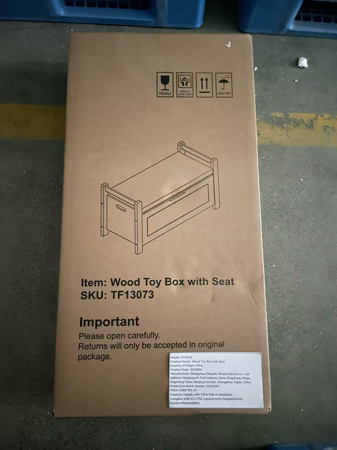 Kids Toy Box Chest, White Rubber Wood Toy Box for Boys Girls, Large Storage Cabinet with Cushion Seat Bench/Flip-Top Lid/Safety Hinge, Toy Storage Organizer Trunk for Nursery, Playroom W808P166755-djyc