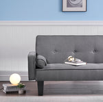 Sofa with Dual Functionality: 72" Dark Grey Cotton Linen Convertible Sofa Bed Including Two Bonus Pillows, Ideal for Family Living Rooms W127843493-djyc
