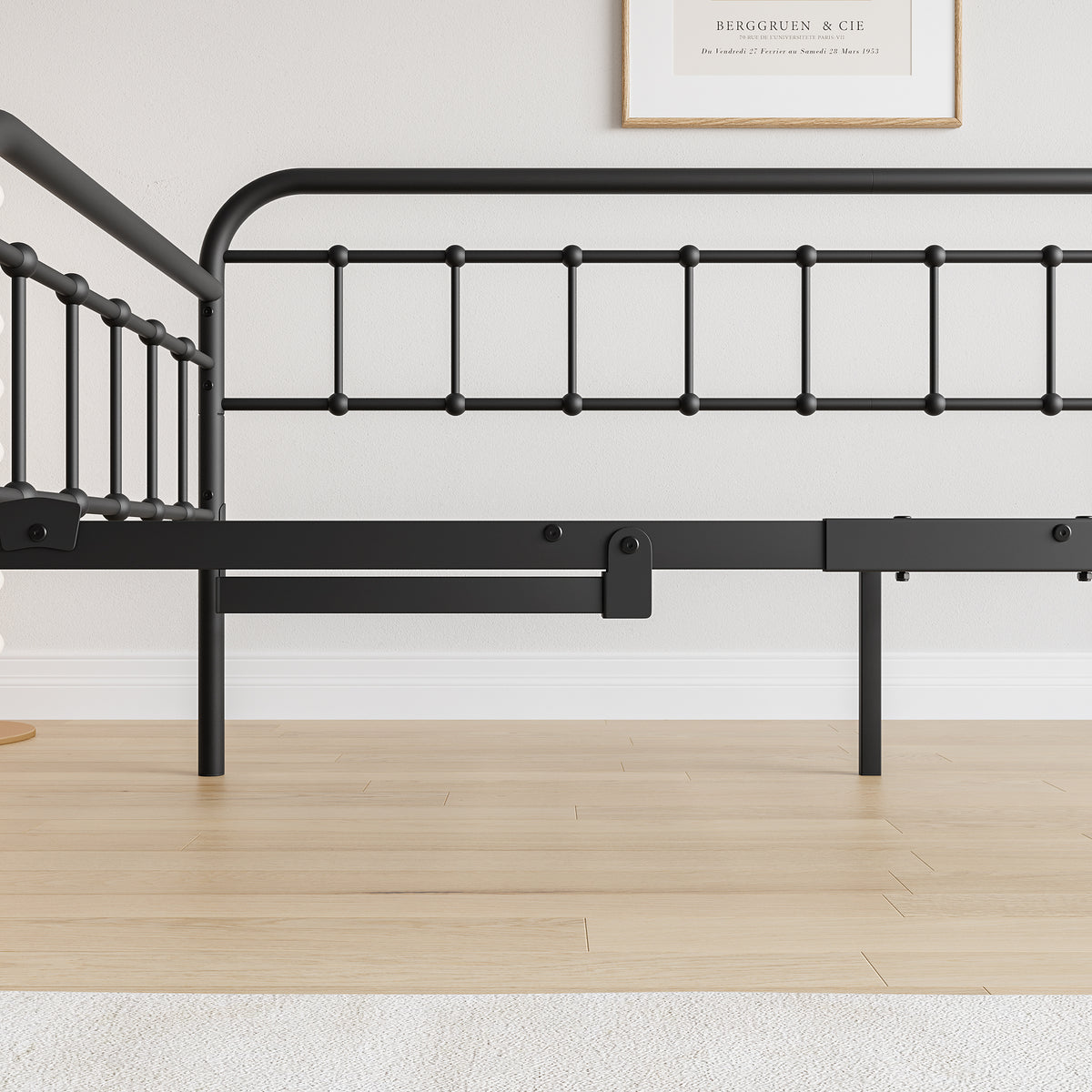 Twin Size Metal Daybed Frame with Trundle, Heavy Duty Steel Slat Support Sofa Bed Platform with Headboard, No Box Spring Needed, Black W840103518-djyc