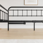 Twin Size Metal Daybed Frame with Trundle, Heavy Duty Steel Slat Support Sofa Bed Platform with Headboard, No Box Spring Needed, Black W840103518-djyc