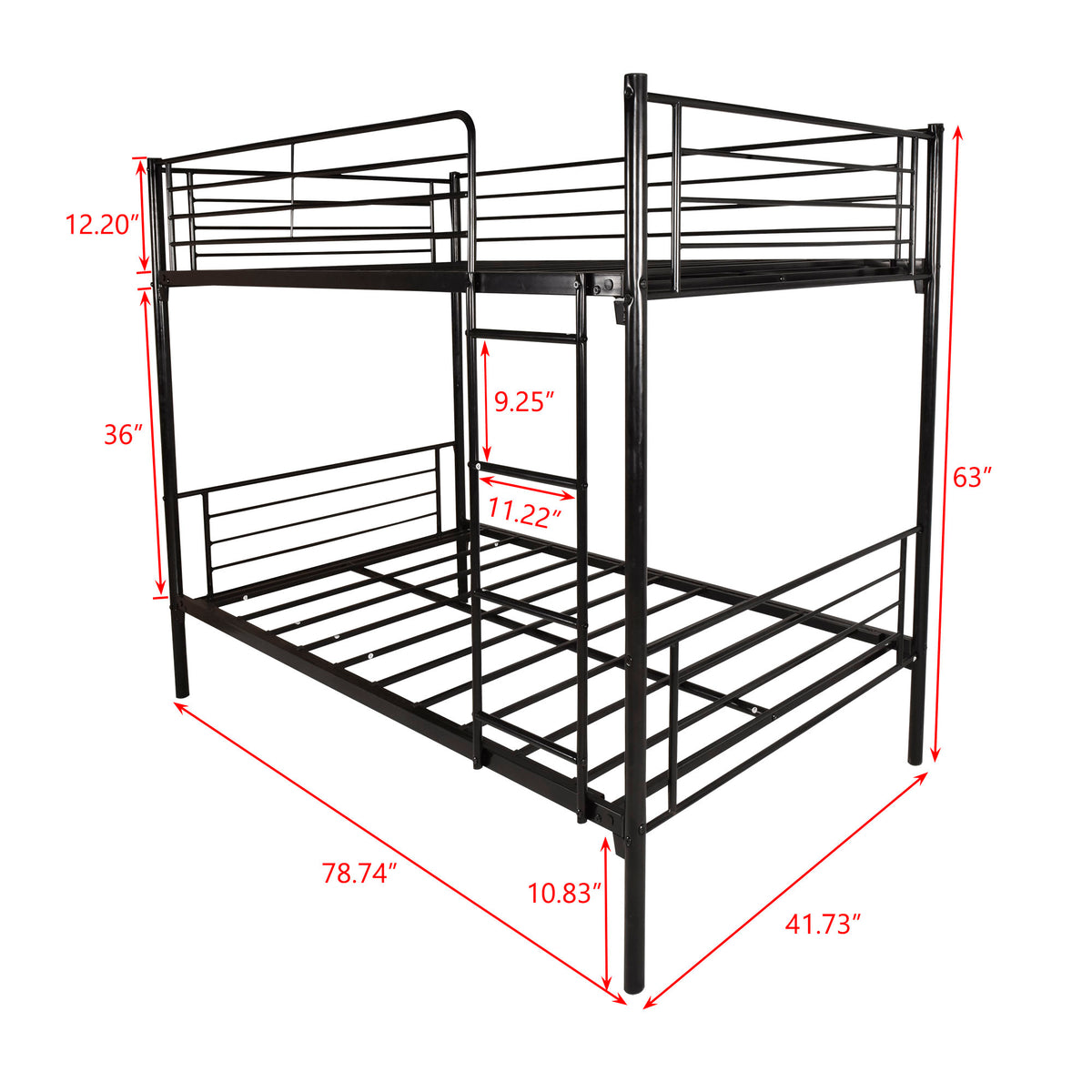 Twin over Twin Bunk Bed, Metal Frame with Ladder W84034154-djyc