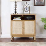 Buffet Cabinet with Storage,Storage Cabinet with Natural Rattan Decorated Doors,Rattan Cabinet with Adjustable Shelf,Sideboard for Living Room,Kitchen,Hallway,2 doors, storage, Natural W1998128705-djyc