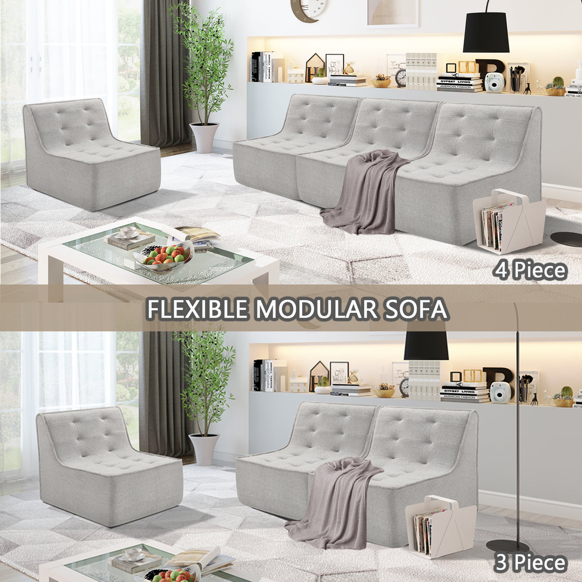 Fireside Chair, Lazy Floor Sofa Couch, Large Bean Bag Chair for Adults with High Resilience Foam for Living Room, Bedroom and Office, Velvet Fabric, Gray W1998P195215-djyc