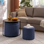 Ottoman, multi-functional combination set table Ottoman, combination of Ottoman and table, with drum stool, with storage space-Dark Blue W487P243608-djyc