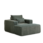 62.5-Inch Corduroy Sponge Sofa Lounge Chair with Removable footrest,No Assembly Required,Fluffy Modern Sleeper Chair for Indoor Living Room Bedroom W834P206047-djyc