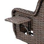 K&K 5 Pieces Outdoor Patio Furniture Set with Pet House Cool Bar and Retractable Side Tray, Rattan Wicker Patio Swivel Rocking Chairs Set of 2 with Ottomans for Backyard, Porch, Balcony, Beige SK000006AAA-djyc