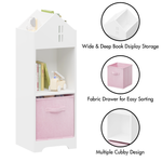 Kids Dollhouse Bookcase with Storage, 2-Tier Storage Display Organizer, Toddler Bookshelf with Collapsible Fabric Drawers for Bedroom or Playroom (White/Pink) W808122618-djyc