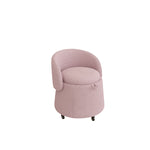 Versatile 23" Storage Stool: Multi-Functional Pink Teddy Fleece Design, Enhances Functionality in Bedrooms & Living Rooms W1278122696-djyc