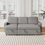 85.8" Pull Out Sleeper Sofa L-Shaped Couch Convertible Sofa Bed with Storage Chaise And Storage Racks,With USB Port And T-pyce Port W834S00268-djyc