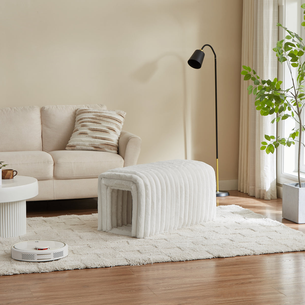 Ottoman Storage Bench Pet SuppliesCorduroy Bench Cat's nest to hideFor the Living Room, Entryway and Bedroom W1825P235543-djyc