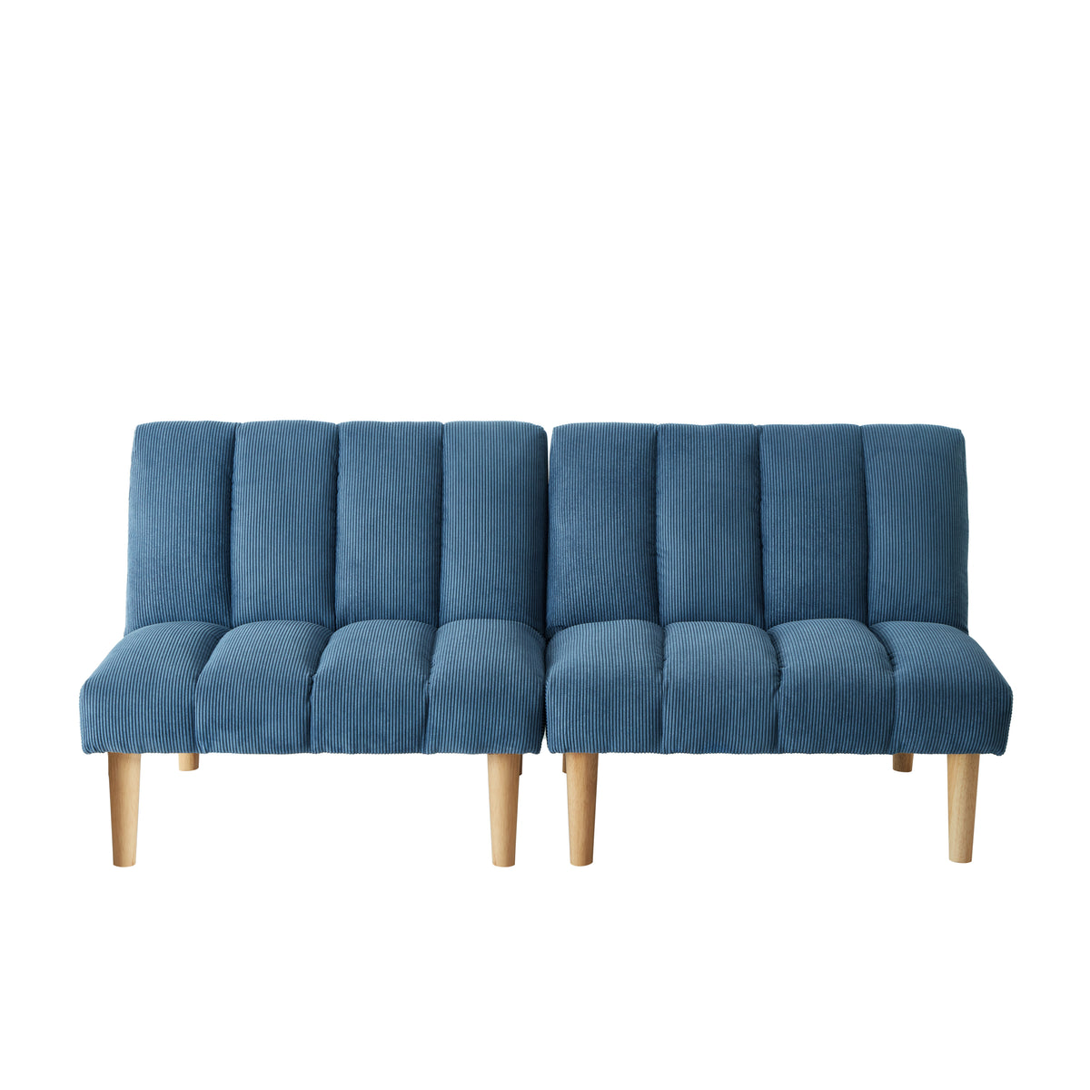 Corduroy fabric, wooden legs convertible sofa bed (Color:Blue) W1669P156117-djyc
