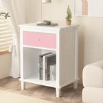 26.77''H Wooden Nightstand with One Drawer One Shelf for Kids, Adults, Pink W80859135-djyc