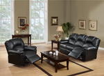 Modern 2pc Living Room Set 1x Sofa 1x Recliner Black Finish Cushion Backrest Pillow Armrest Primary Living Room Furniture-B011S02384