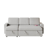85.8" Pull Out Sleeper Sofa L-Shaped Couch Convertible Sofa Bed with Storage Chaise And Storage Racks,With USB Port And T-pyce Port W834S00267-djyc