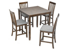 5 Piece Dining Table Set, Wooden Dining Square Table Set for 4, Counter Height Kitchen Table Set with Square Table and 4 Upholstered Chairs for Small Space, Walnut W1998S00034-djyc