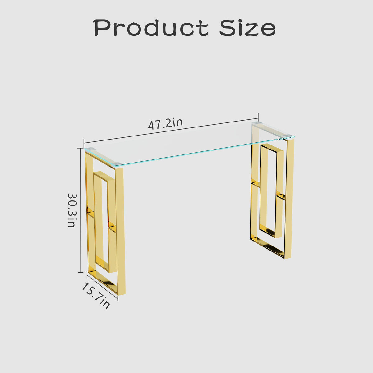 Console Table Stainless Steel Glass,Meal side table Golden Clearbs-02 W1727P195276-djyc
