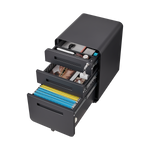 3 Drawer Mobile File Cabinet Under Desk Office,Simple Style Versatile Storage Cabinet for Legal/Letter/A4 Files, 5 Wheel Design Anti-Tilting Cold Rolled Steel Waterproof Moisture-Proof Black W124782438-djyc