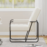 Modern Metal Framed Armchair with Beige Technical Leather, Stylish & Comfortable Indoor Lounge Accent Chair for Living Room, Office,Bedroom W1669P197989-djyc