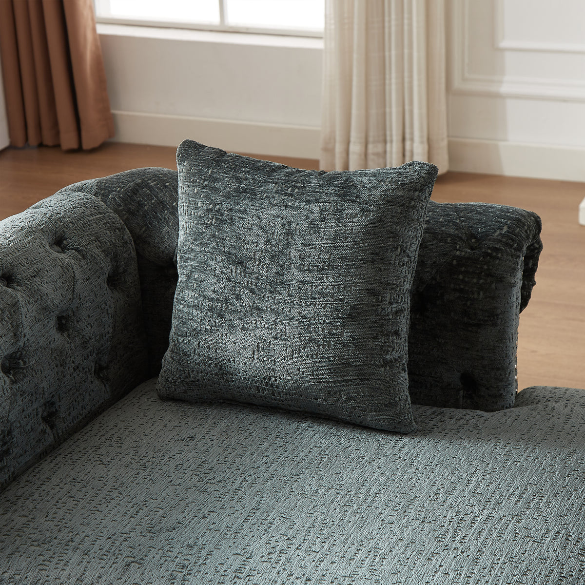 81-inch Chenille Face-to-face Chaise Lounge with Two Pillows,Nailhead trim,Button Tufted Design and Rolled Arms for Lounge, Living room and Office W834S00318-djyc