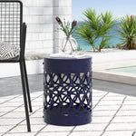 Chic Iron-Cut Cylindrical Side Table – Modern, Durable, No Assembly Needed 73607.00NBLU-djyc