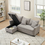 This 80-inch gray corduroy L-shaped sofa comes with two small throw pillows that can be converted into a sofa bed for storage W1278S00027-djyc