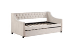 Upholstered Daybed with Trundle, Twin Size Frame, Beige Velvet W876S00060-djyc