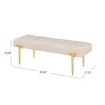 48'' Modern Ottoman Bench Velvet Bench Upholstered Footrest With Gold Metal Legs And Padded SeatFor Bedroom Living Room Entryway W1445P175900-djyc