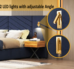 Queen Size Velvet Bed Frame/Vertical Channel Tufted Wingback Headboard/Upholstered Platform Bed/Strong Wooden Slats/No Box Spring Needed/Easy AssemblyRoyal blue W1793S00001-djyc