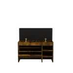 31.49 inch black brown shoe stool, soft cushion, soft and comfortable cushion, can be placed in the door, bedroom and other scenes W1278P185554-djyc