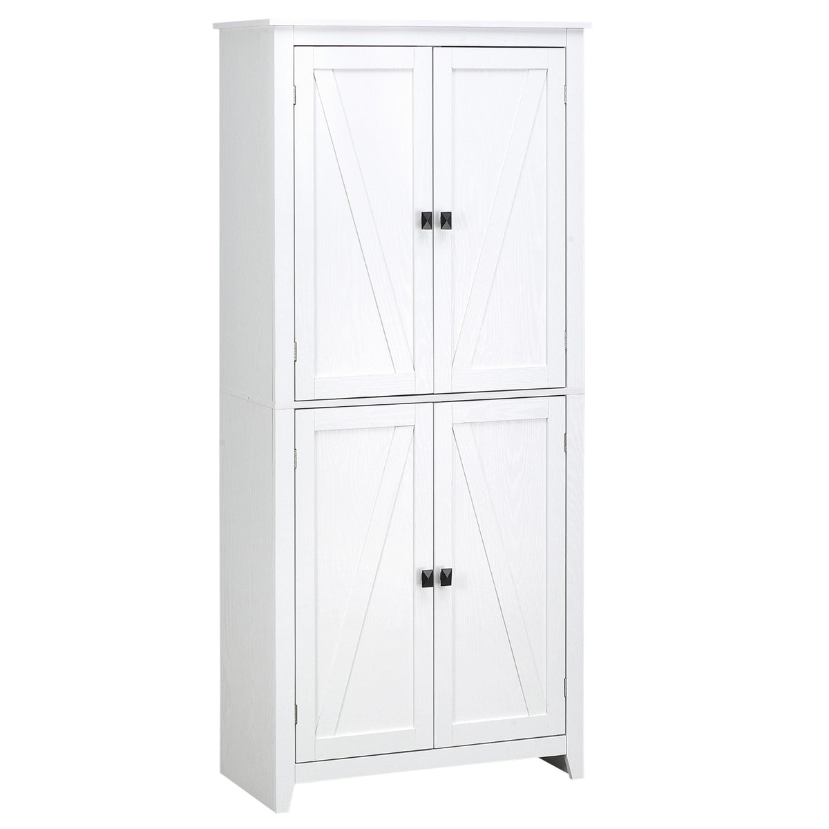 72' Freestanding 4-Door Kitchen Pantry, Storage Cabinet Organizer with 4-Tiers, and Adjustable Shelves, White W2225141232-djyc