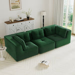 Modern Modular Sectional Sofa for Living Room, Corduroy Fabric, Oversized 3-Seaterwith Deep Seat , Pearl-like piping, Tufted Design, No Assembly, Anti-slip Design, Green-W714S01795