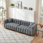 Elegant 102-Inch Gray Teddy Velvet Sofa for Living Room, Bedroom, or Apartment - Comes with Two Throw Pillows and Sturdy Hardware Feet for Enhanced Support W1278S00022-djyc
