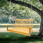 Front Porch Swing with Armrests, Wood Bench Swing with Hanging Chains,for Outdoor Patio ,Garden Yard, porch, backyard,or sunroom,Easy to Assemble,teak W49543723-djyc