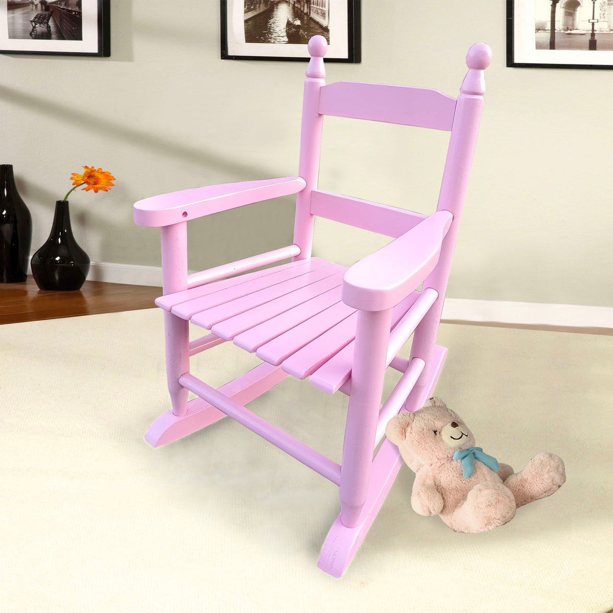 Children'srocking light pink chair- Indoor or Outdoor -Suitable for kids-Durable W49550593-djyc