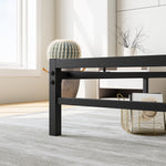 Full Size Platform Bed Frame with Rustic Vintage Wood Headboard, Strong Metal Slats Support Mattress Foundation, No Box Spring Needed Rustic Brown W84084262-djyc